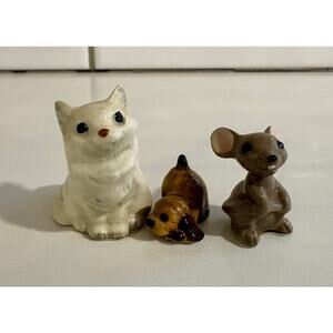 Possible Hagen Renaker Mouse, Kitten Cat, and Dog Miniature Ceramic Figurines